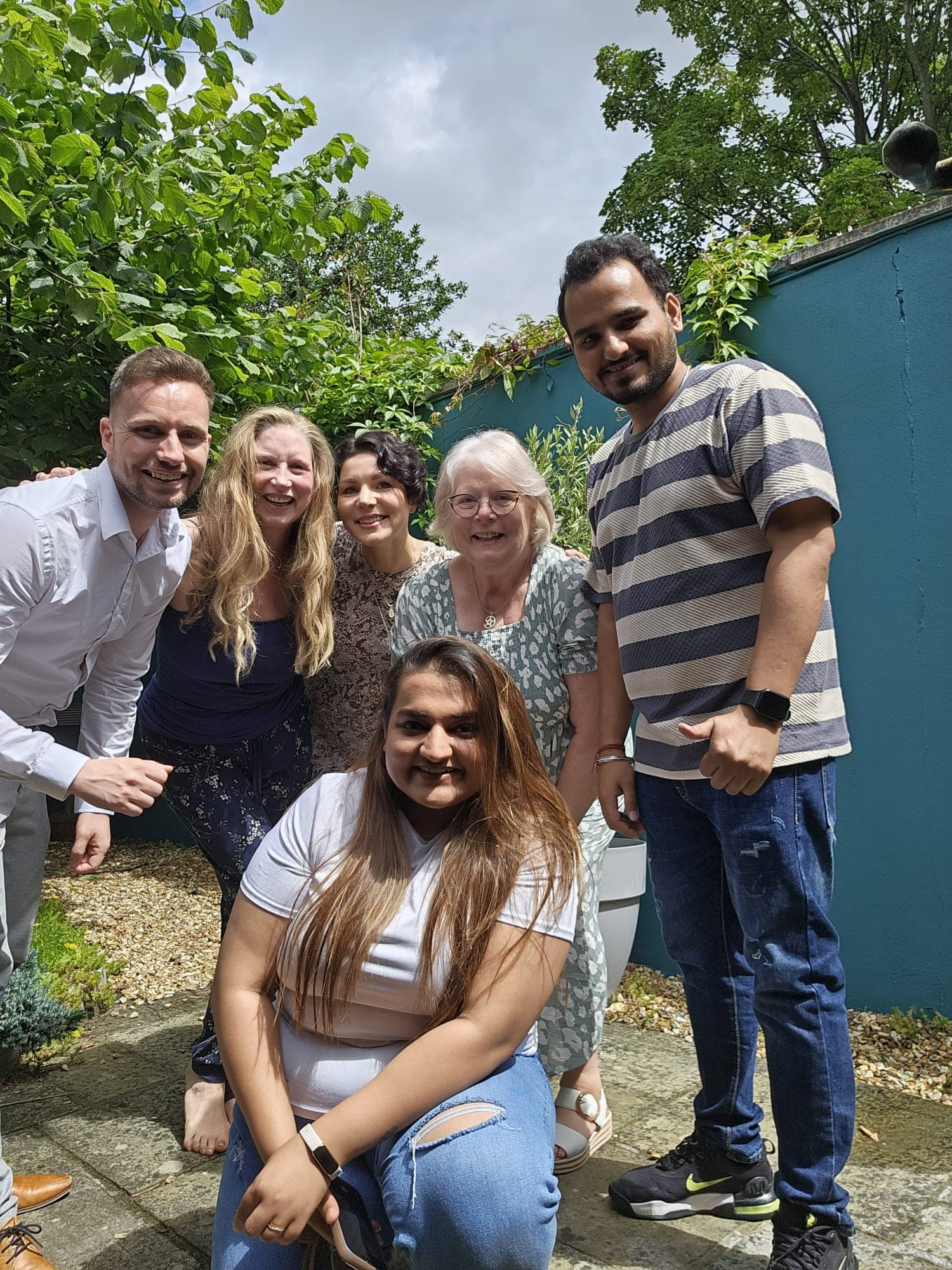 Marian with students after an energy healing class