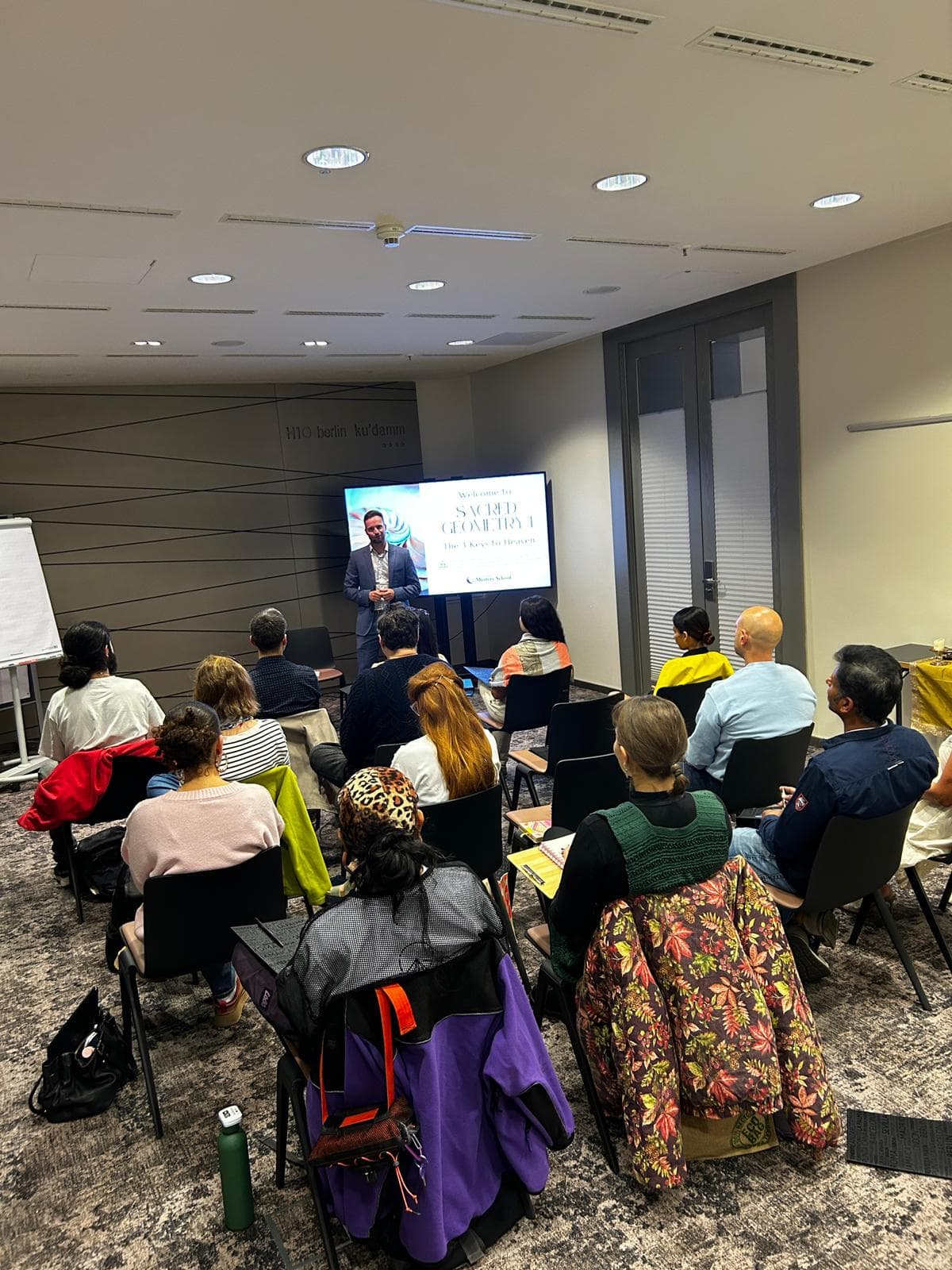 Marian teaching Sacred Geometry class in Berlin